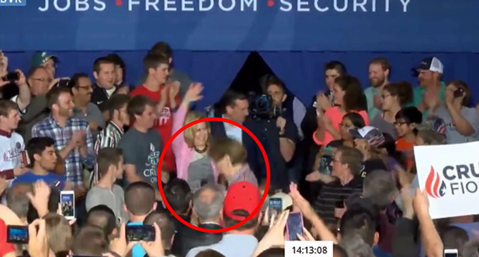 Watch Carly Fiorina do a face-plant off a stage while Ted Cruz ignores her