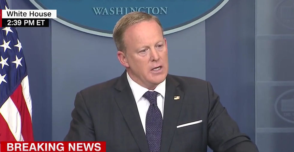 'That's just fake!': Sean Spicer implodes while sparring with reporters about 'fake news'