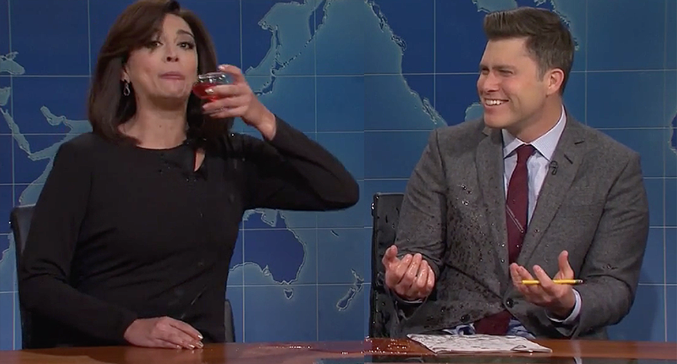 SNL's drunk Jeanine Pirro up-chucks wine when faced with Fox News polls supporting Trump's impeachment