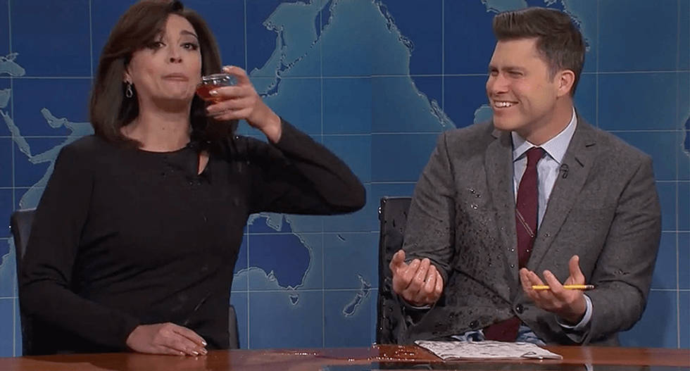SNL's drunk Jeanine Pirro up-chucks wine when faced with Fox News polls supporting Trump's impeachment