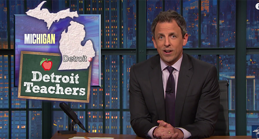 Seth Meyers shreds Detroit’s shady school system: You have to pay your teachers for teaching
