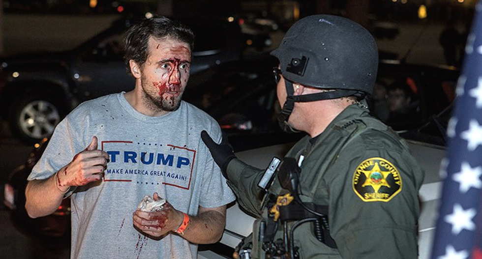 'Trump bro' bloodied at rally is a racist goon, convicted felon -- and serial con man