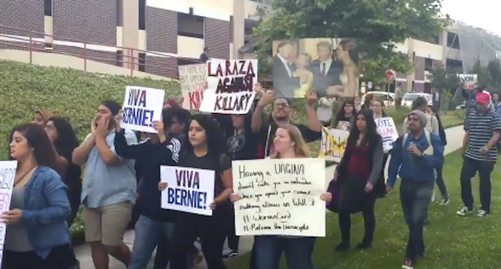 Hordes of Sanders supporters shut down Clinton event in LA: 'She's not with us!'