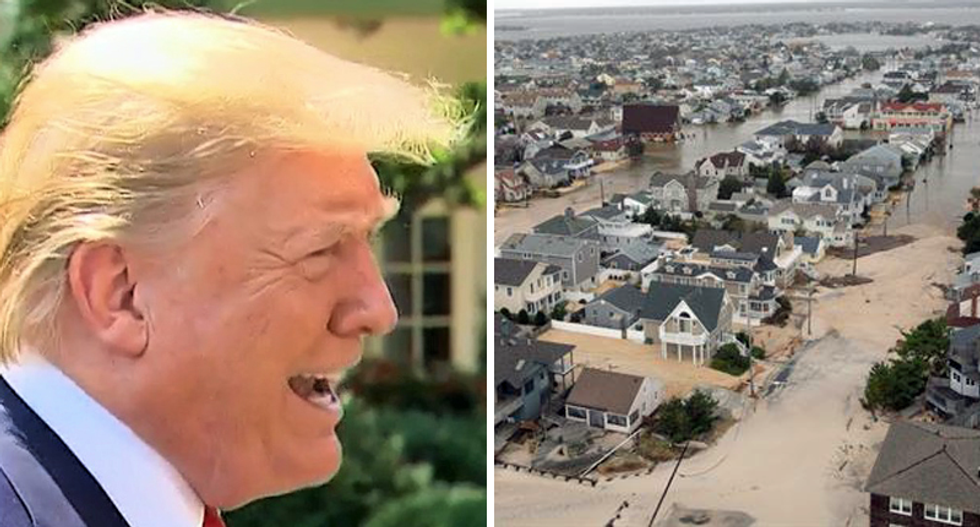 Trump urges ‘mops and buckets’ as his superior response to rising sea levels from climate change