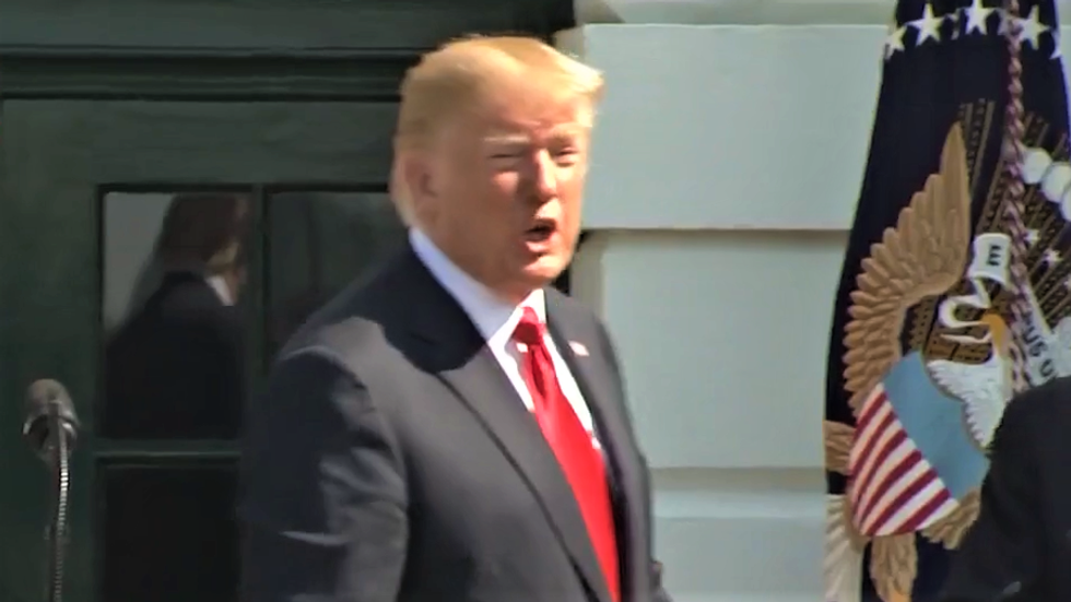 WATCH: Trump flees after reporter asks if Michael Cohen is telling the truth about Don Jr meeting