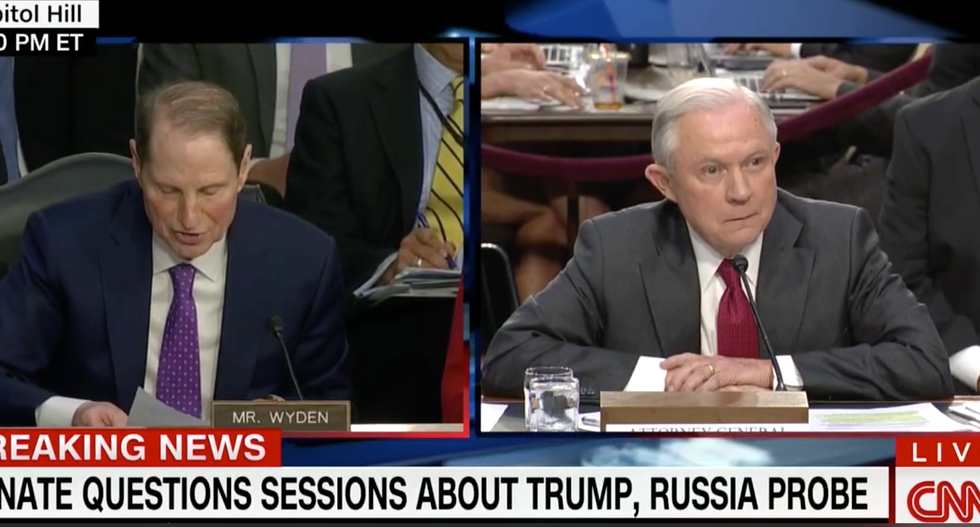 'Americans are sick of stonewalling': Sen. Wyden corners a seething Sessions over Comey's firing