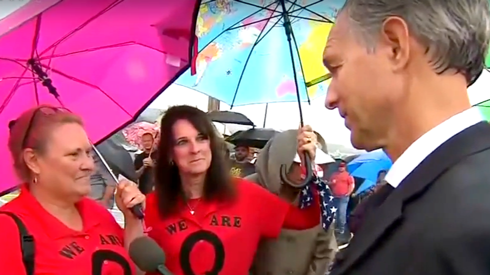 WATCH: Trump supporters attempt to explain baffling QAnon conspiracy theories outside Pennsylvania rally