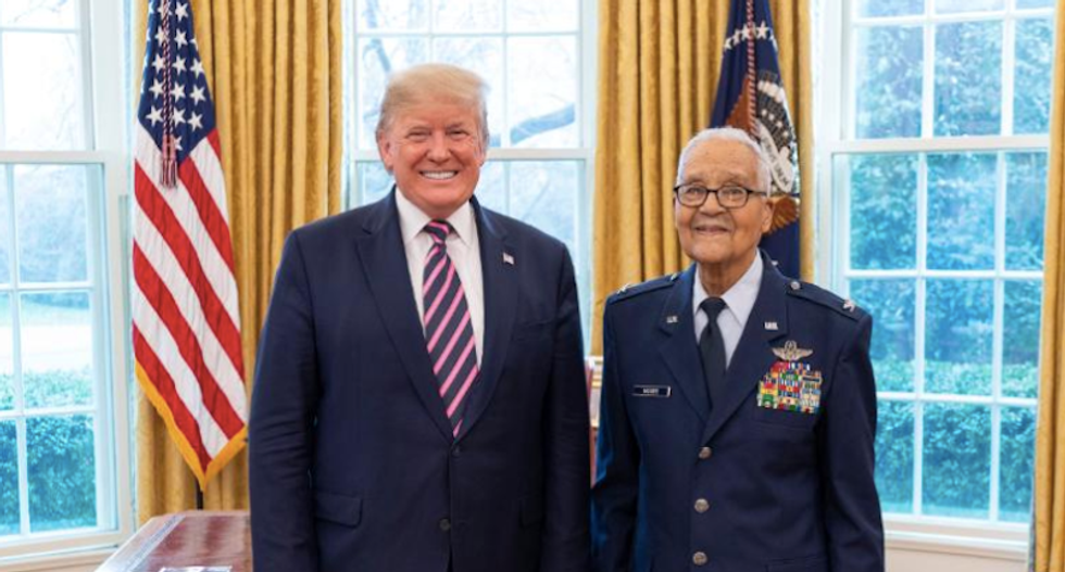 'Trying to make up for removing Vindman?' Trump's photo op with Tuskegee airman backfires