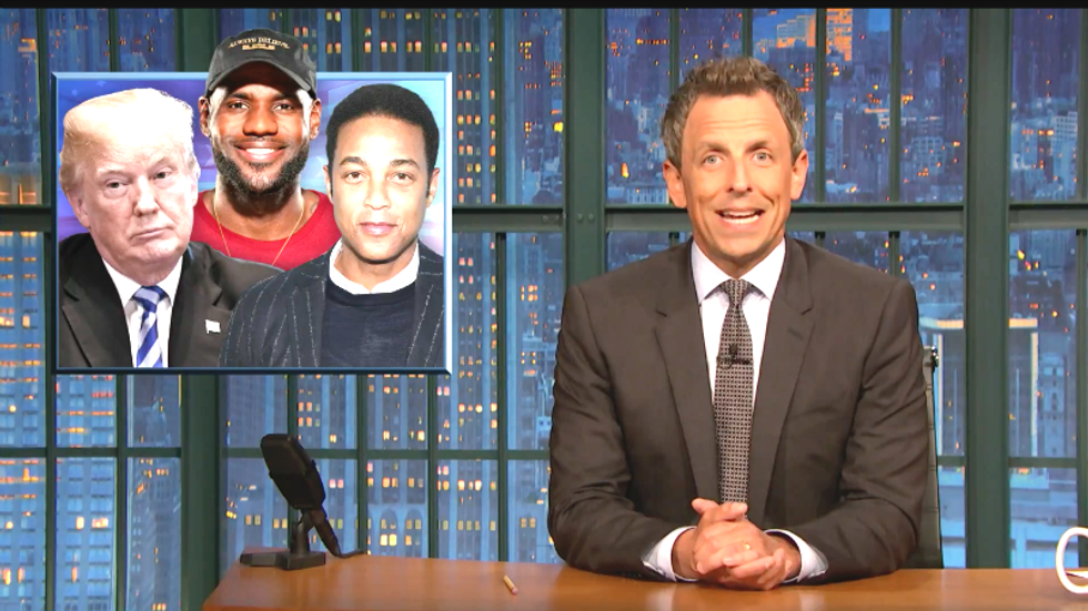 Seth Meyers: 'Trump isn't an at-risk youth but LeBron just took him to school'