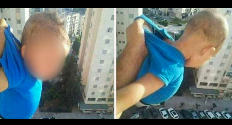 ‘1,000 likes or I drop him’: Man who dangled baby from 15th floor on Facebook jailed for 2 years