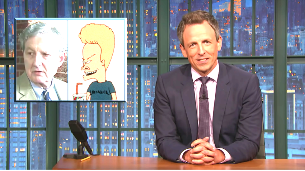 Watch: Seth Meyers destroys GOP senator who labeled foes 'butt heads'