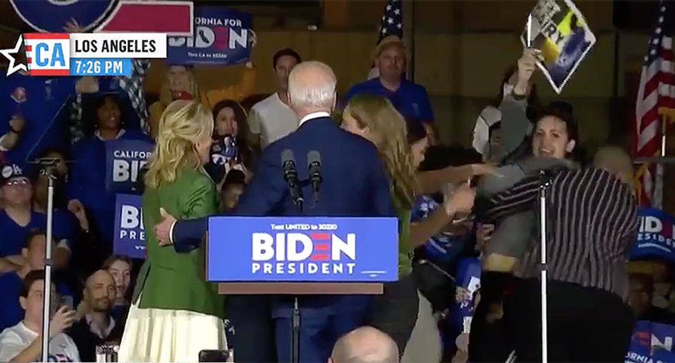 Symone Sanders and Dr. Jill Biden take down anti-dairy protestor at Joe Biden rally