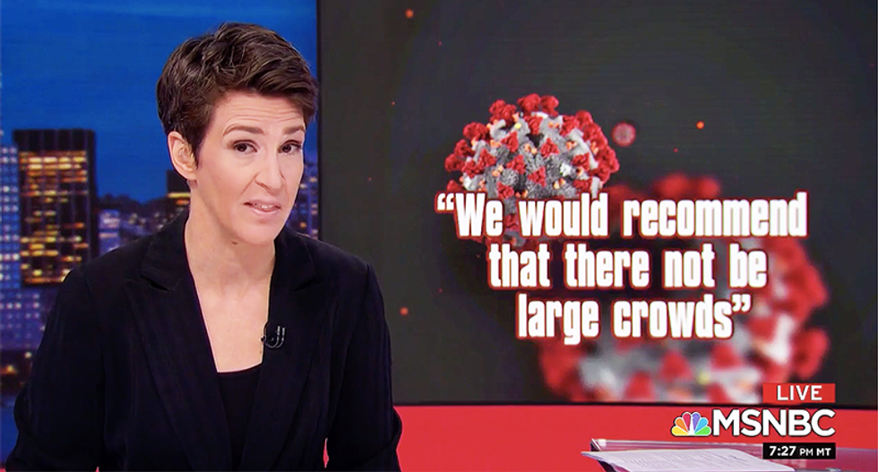 Rachel Maddow concerned Trump is putting himself in danger of contracting coronavirus