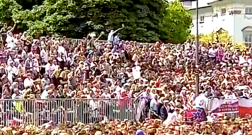 WATCH: Trump greeted by Confederate flag during speech in Poland