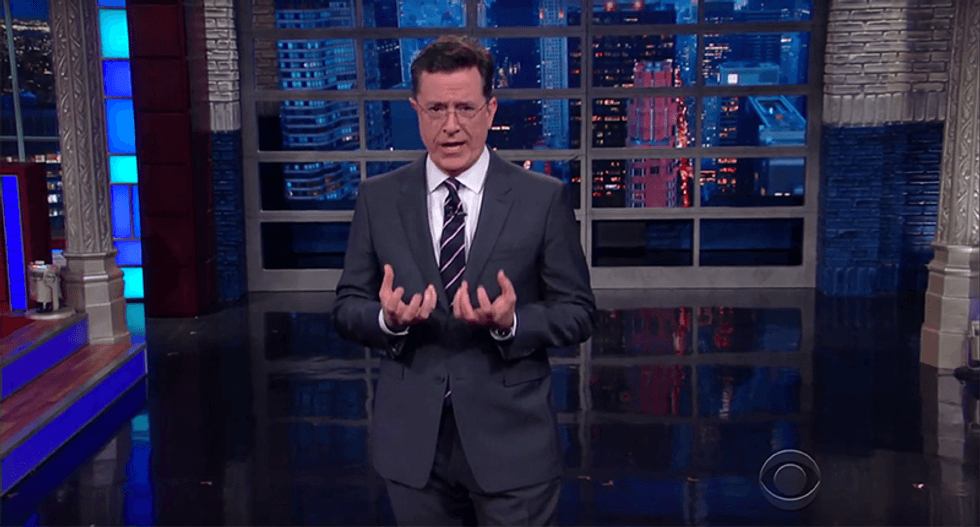 Colbert crushes Trump: Only a white man in a white robe — with matching hood — can judge him