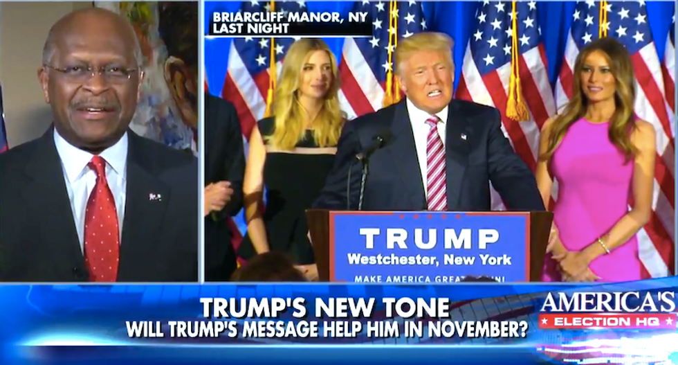 'Fox & Friends' asks Herman Cain why Trump can use a teleprompter but Obama shouldn't