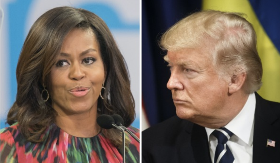 ‘Relentlessly obsessed’ Trump blasted for ‘craven’ decision to gut Michelle Obama’s healthy school lunch rules on her birthday