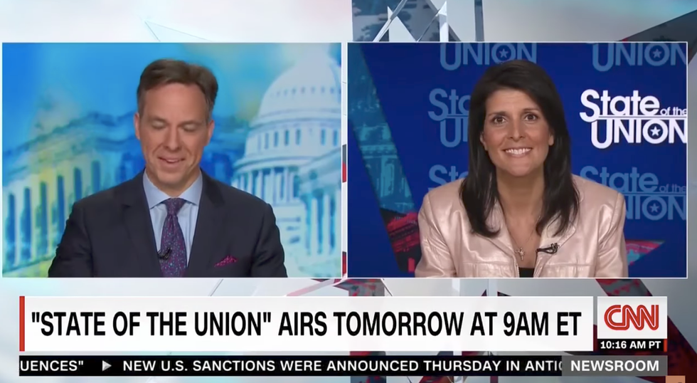 Jake Tapper can't help but laugh at Nikki Haley's excuses for Trump's 'big box of crazy' climate views
