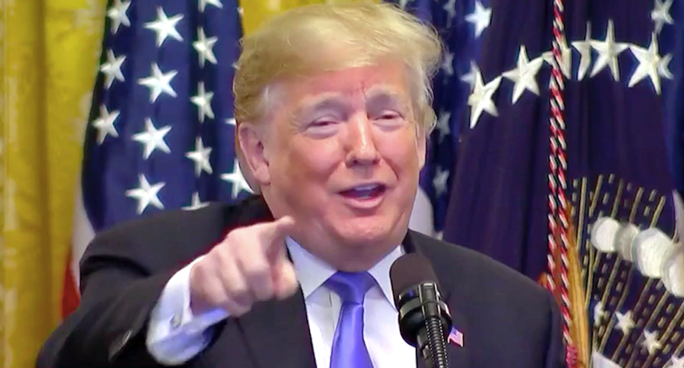WATCH: Young conservatives greet Trump's announcement of #MAGAbomber arrest by shouting 'Infowars' and 'fake news'
