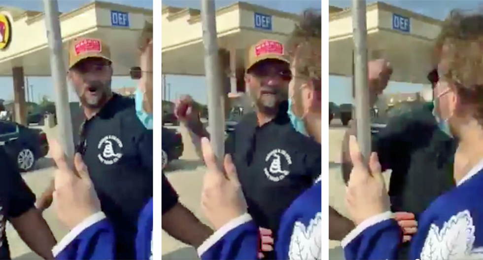 Trump supporter sought by police in Texas after being caught on tape punching protester in gas station parking lot
