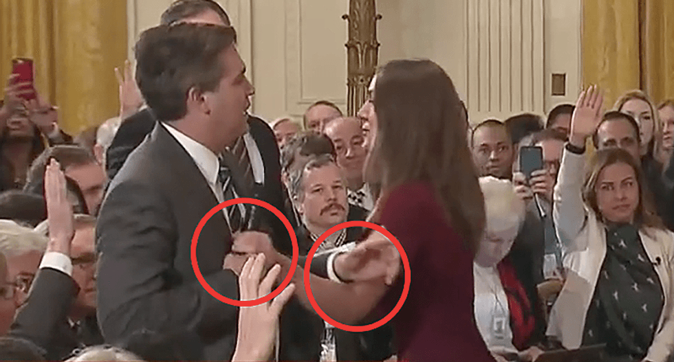 ‘A lie’: Watch slow motion video of CNN’s Jim Acosta prove White House staffer touched him four times