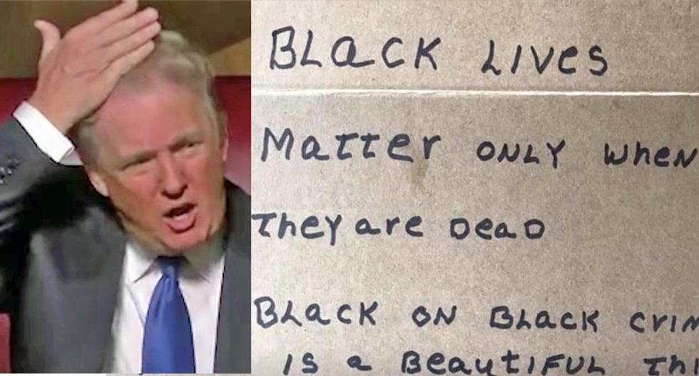 Trump supporter busted for hate-fueled signs in Biden supporter's yard saying 'Black lives only matter when they're dead'