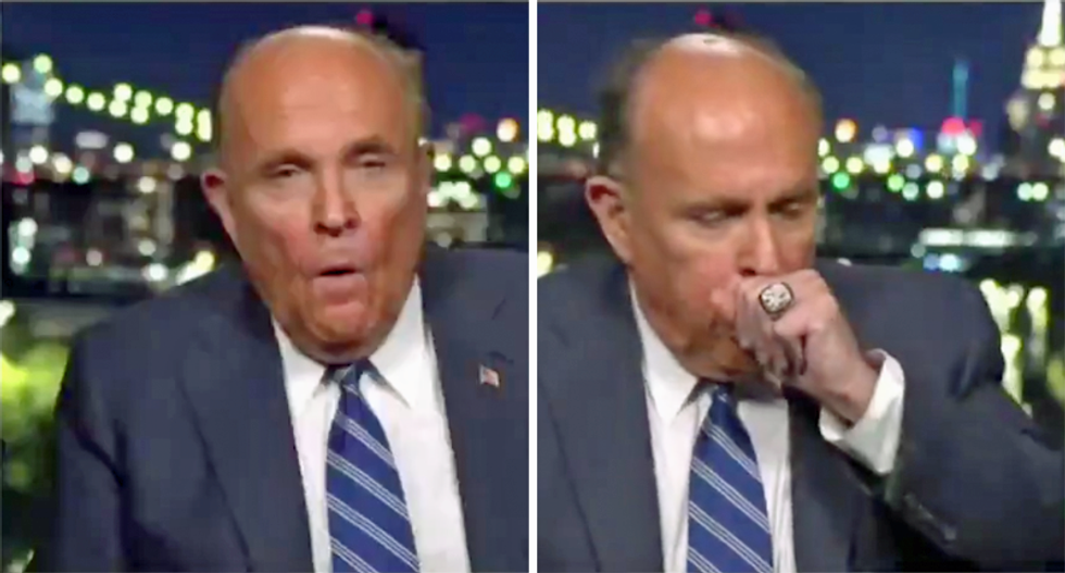 Rudy Giuliani suffers coughing spell while discussing his COVID test on Fox News