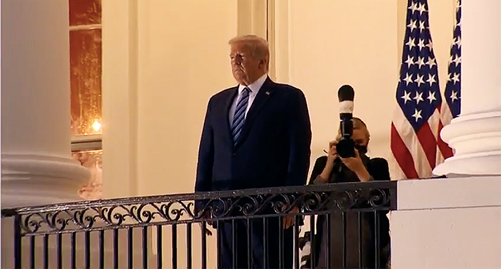 Trump spokesman lies about the president being alone for maskless balcony stunt while videos roll showing the contrary