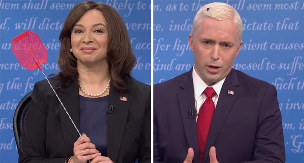 SNL’s Joe Biden turns into a fly that lands on Mike Pence’s head during VP debate