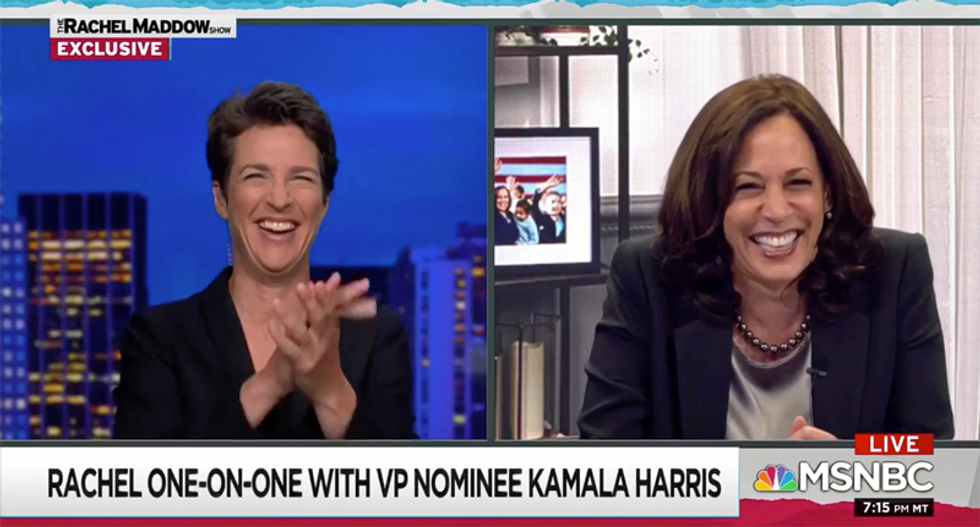 ‘I’m not touching that’: Kamala Harris hilariously refuses to answer Maddow’s question