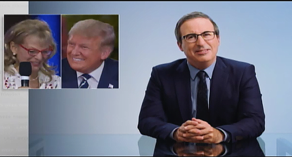 John Oliver mocks compliment on Trump's smile at town hall: Like someone dropped dentures into a jack-o-lantern