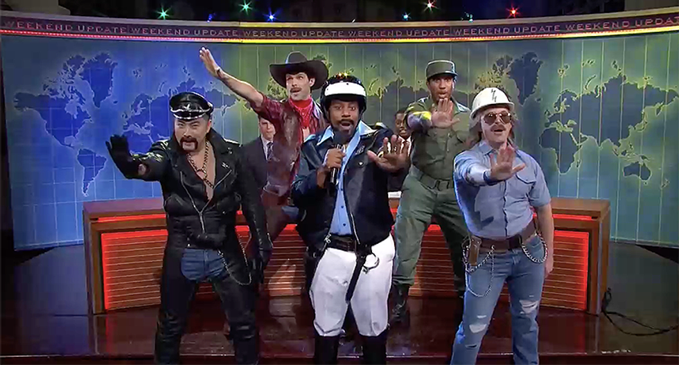 Fake Village People appear on SNL to tell Trump to stop using their music or they'll shave Ivanka's head