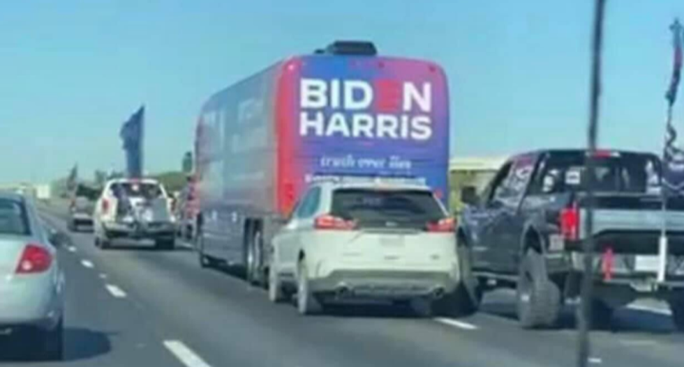 WATCH: Texas Trump supporters surround and harass Biden campaign bus headed to Austin rally