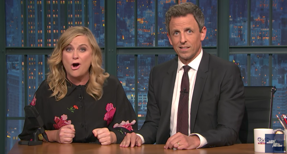 Amy Poehler and Seth Meyers torch 'dipsh*t' pro-Trump protestors for interrupting Shakespeare in the Park