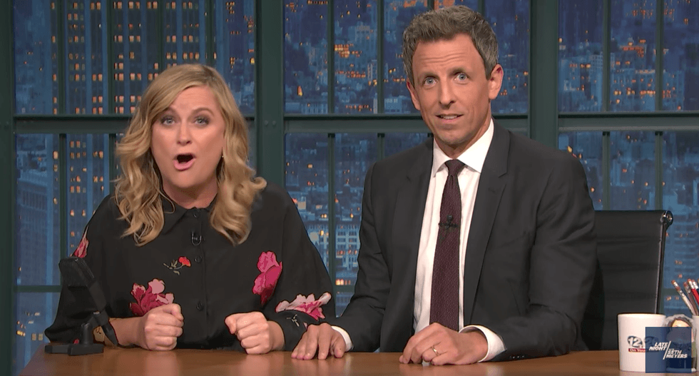 Amy Poehler and Seth Meyers torch 'dipsh*t' pro-Trump protestors for interrupting Shakespeare in the Park