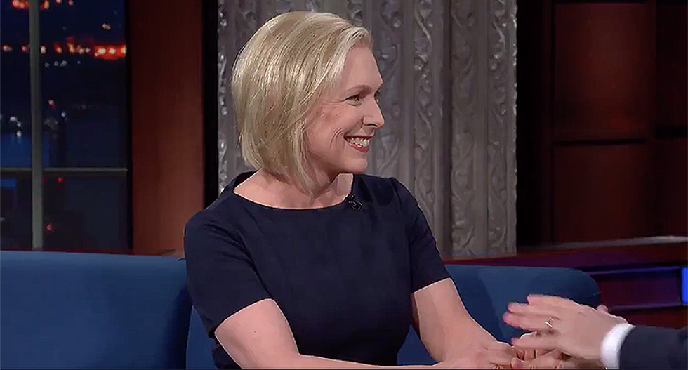 WATCH: Kirsten Gillibrand announces her presidential exploratory committee on Colbert
