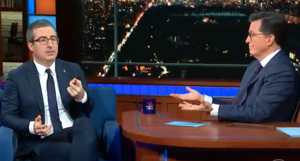 Colbert audience revolts after John Oliver claims Trump can be re-elected