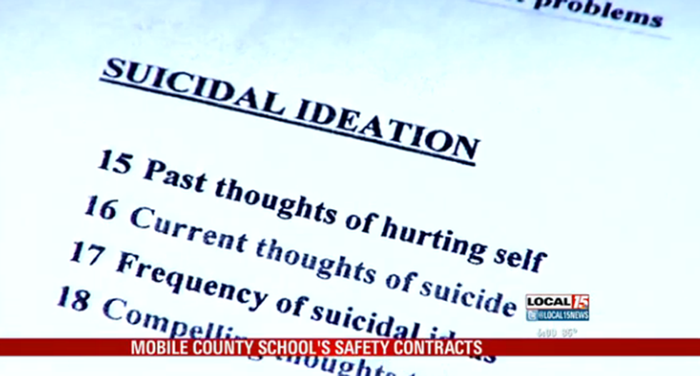 Alabama school makes 5-year-old sign contract stating she won't kill or commit suicide