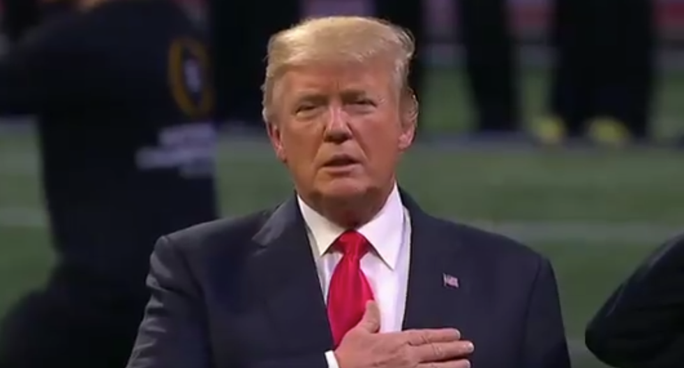 WATCH: Internet loses it after ‘very stable genius’ Trump appears to forget the words to the national anthem