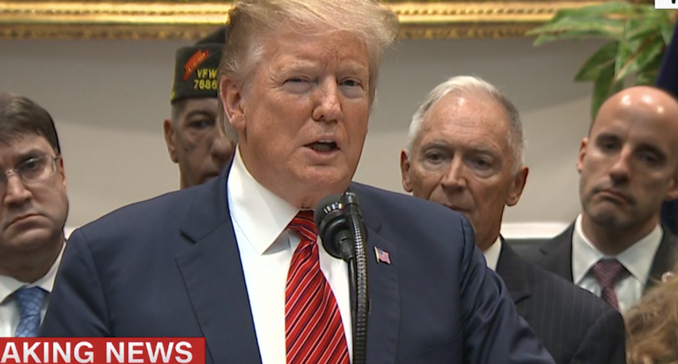 Trump launches angry rant about 'nonsense' investigations during ceremony for executive order on veteran suicides