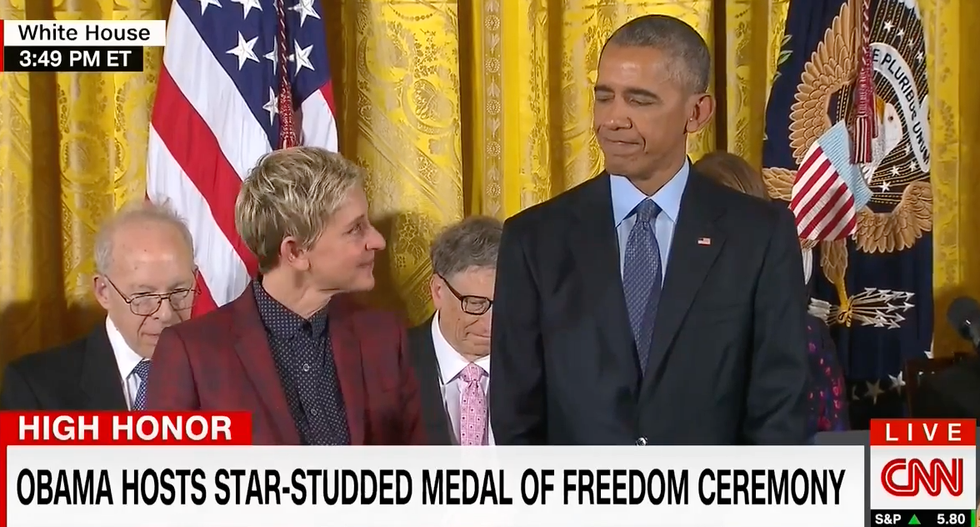 'What an incredible burden that was to bear’: Obama salutes Ellen’s 'coming out' at emotional awards presentation