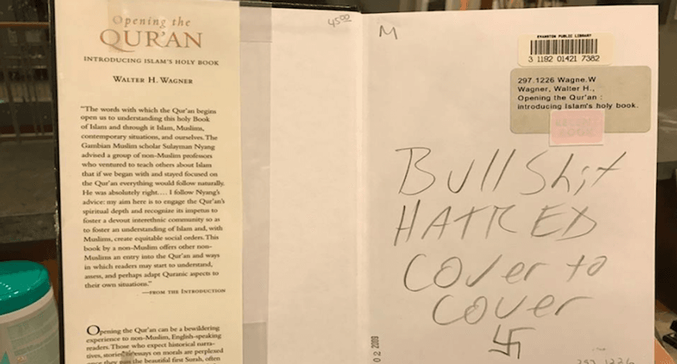 'Bullsh*t hatred cover to cover’: Vandals deface library's Quran collection and books about Islam
