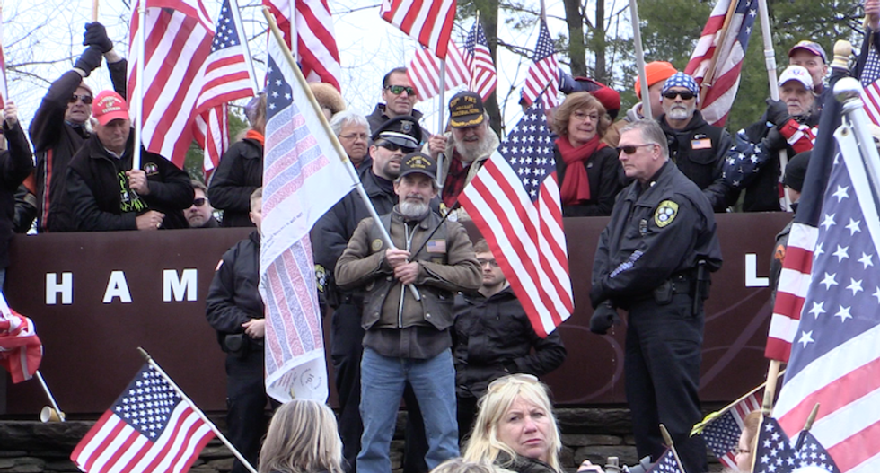 'Run them over!': Conservative 'free speech' protesters rage at college students who burned US flag
