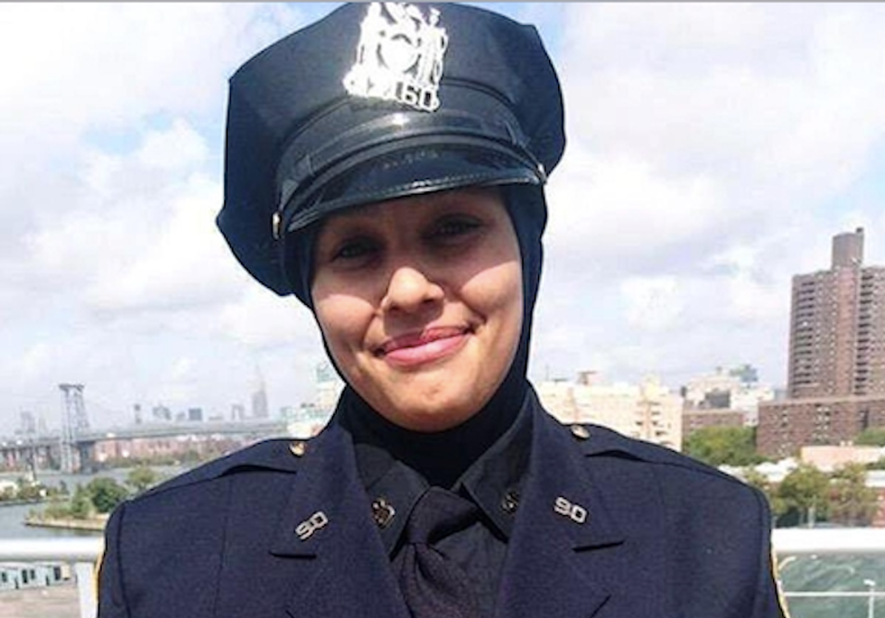 'I will cut your throat!': Muslim 'hero' cop harassed and threatened in New York for wearing hijab