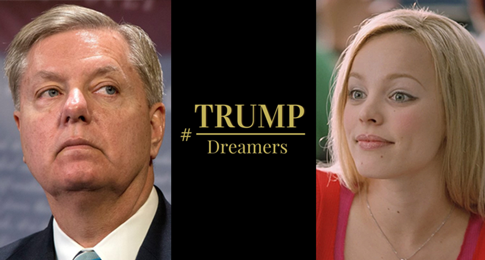 'Trying to make fetch happen': Internet rags on Lindsey Graham for blatantly sucking up to Trump's DACA pitch