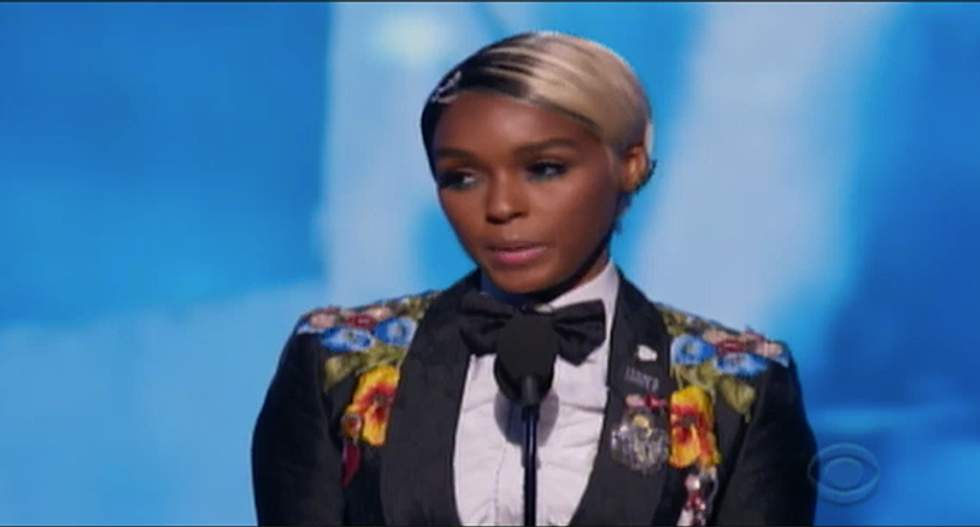 Janelle Monáe just dropped the mic at the Grammys for #TimesUp and #MeToo movement: 'We come in peace -- but we mean business'