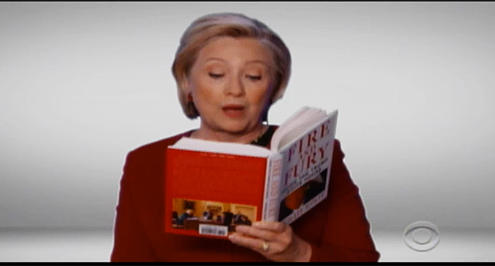 Hillary Clinton's hilarious cameo at Grammys mocked Donald Trump by reading 'Fire and Fury' aloud