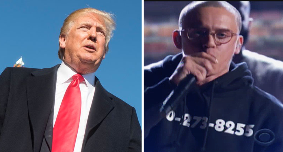 'Ironic' and 'pathetic': Internet blasts CBS for censoring Trump's 'sh*thole' quote in Logic's Grammys message for love and peace