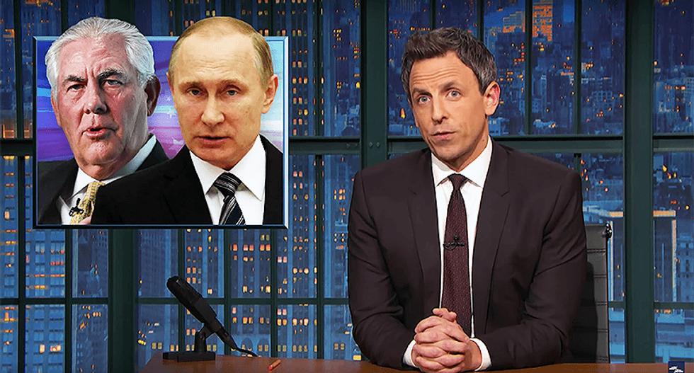 Seth Meyers shreds Trump’s pick for State: ‘When they drained that swamp there was oil at the bottom’