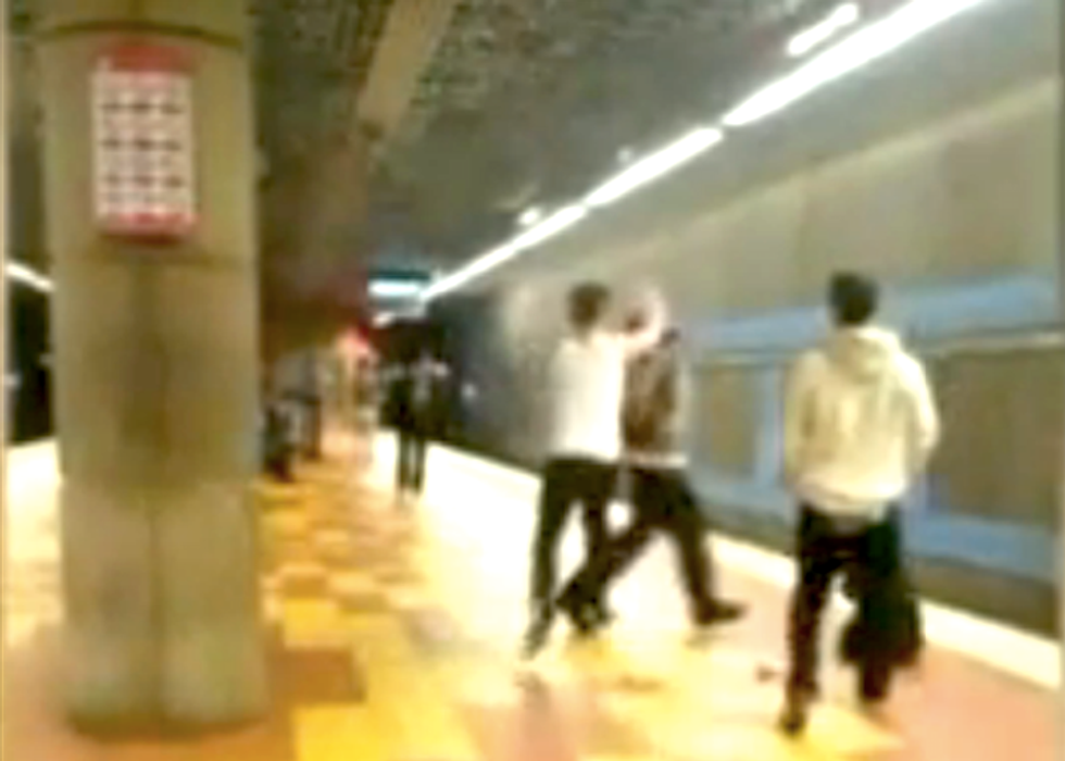 Suspect filmed attacking black homeless man in Hollywood Metro station as bystanders do nothing